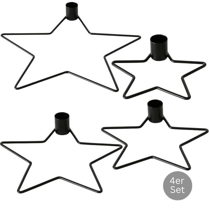 Kerzenleuchter Stern 4er-Set schwarz