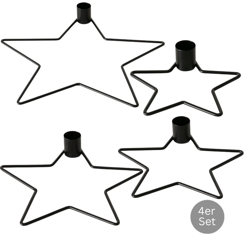 Kerzenleuchter Stern 4er-Set schwarz