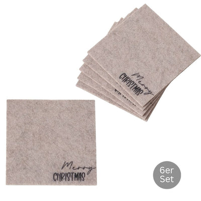 Untersetzer Merry Christmas 6er-Set beige