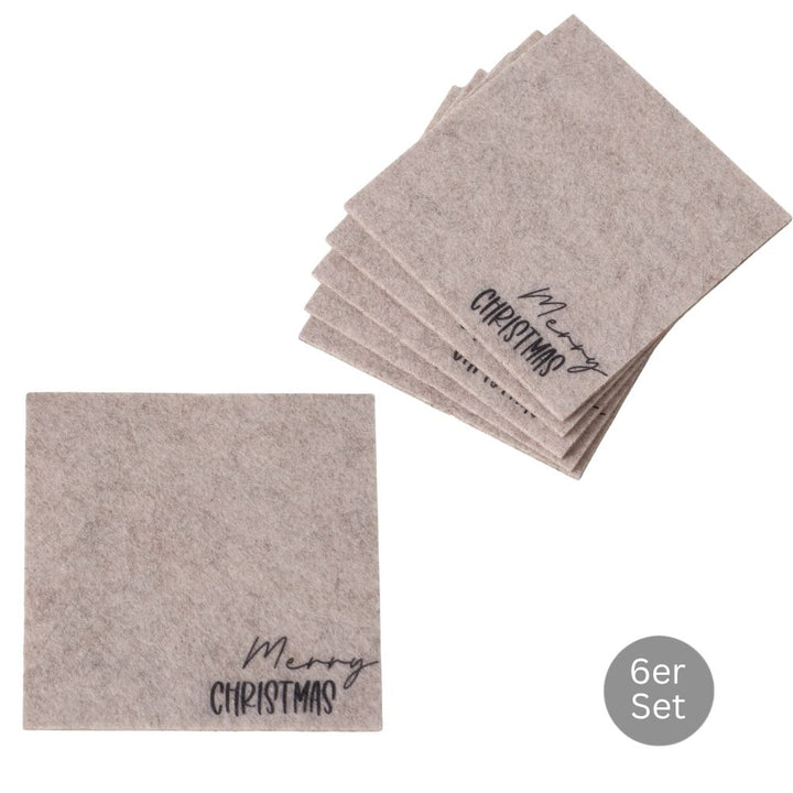 Untersetzer Merry Christmas 6er-Set beige