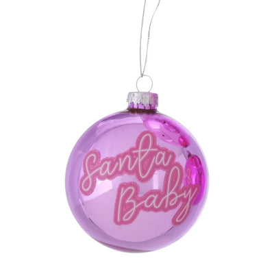 Weihnachtskugel Santa Baby lilafarben
