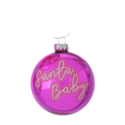 Weihnachtskugel Santa Baby neon-pink