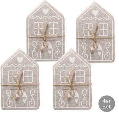 Bestecktasche Lebkuchenhaus 4er-Set beige