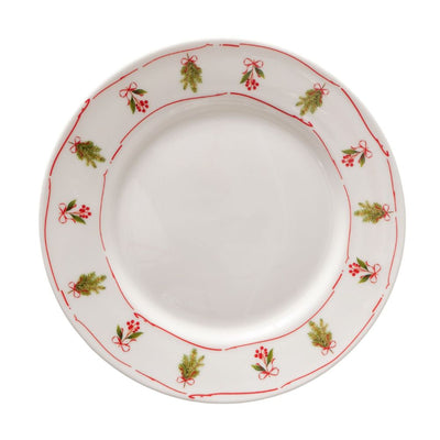 Teller Mistelzweige Ornamente weiß