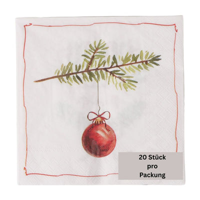 Papierservietten Weihnachtskugel weiß