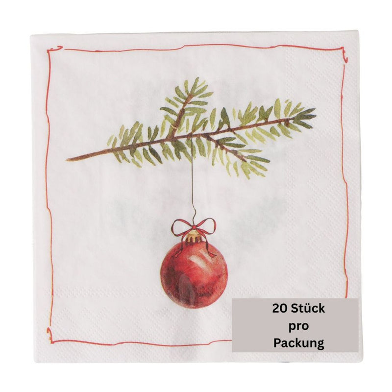 Papierservietten Weihnachtskugel weiß