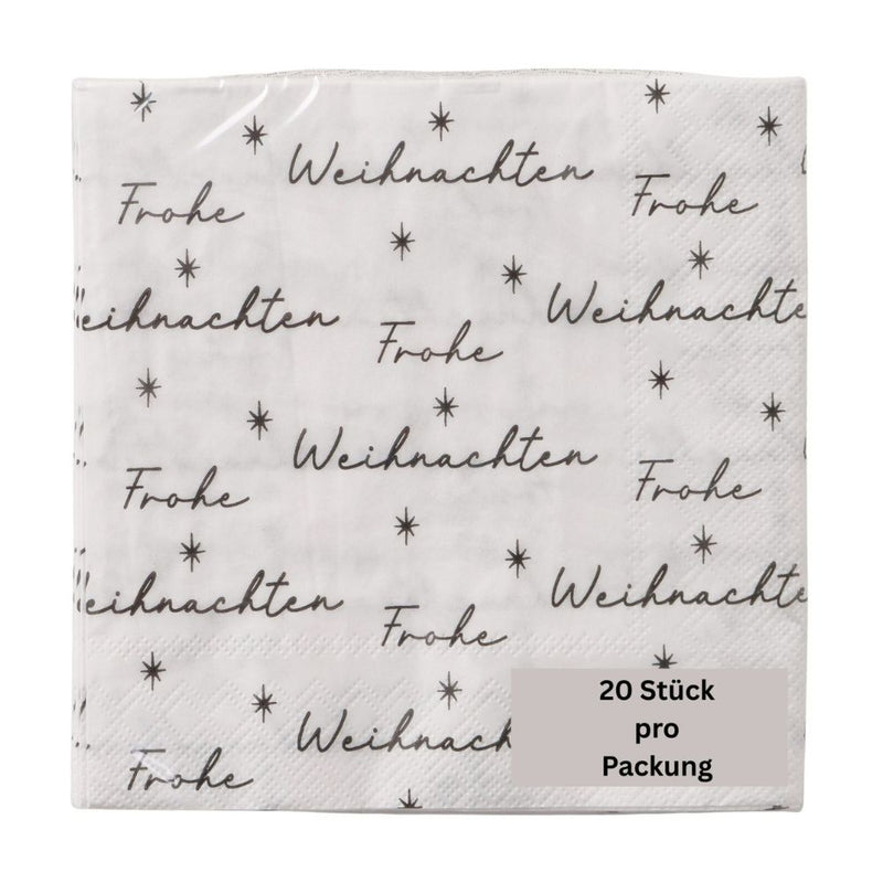 Papierservietten Frohe Weihnachten weiß