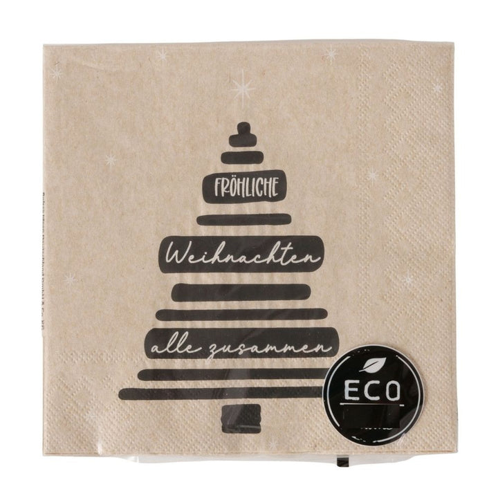Papierservietten Frohe Weihnachten naturfarben