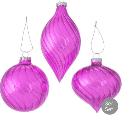 Weihnachtskugel Tilda 3er-Set pink