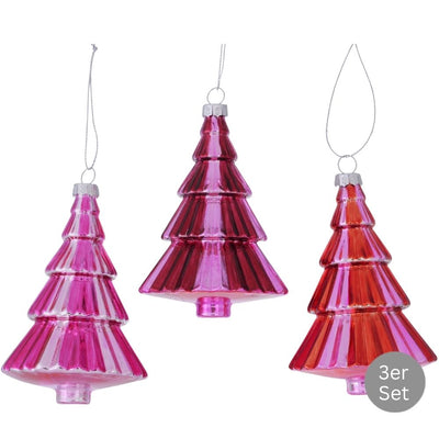 Dekohänger Tannenbaum 3er-Set pink