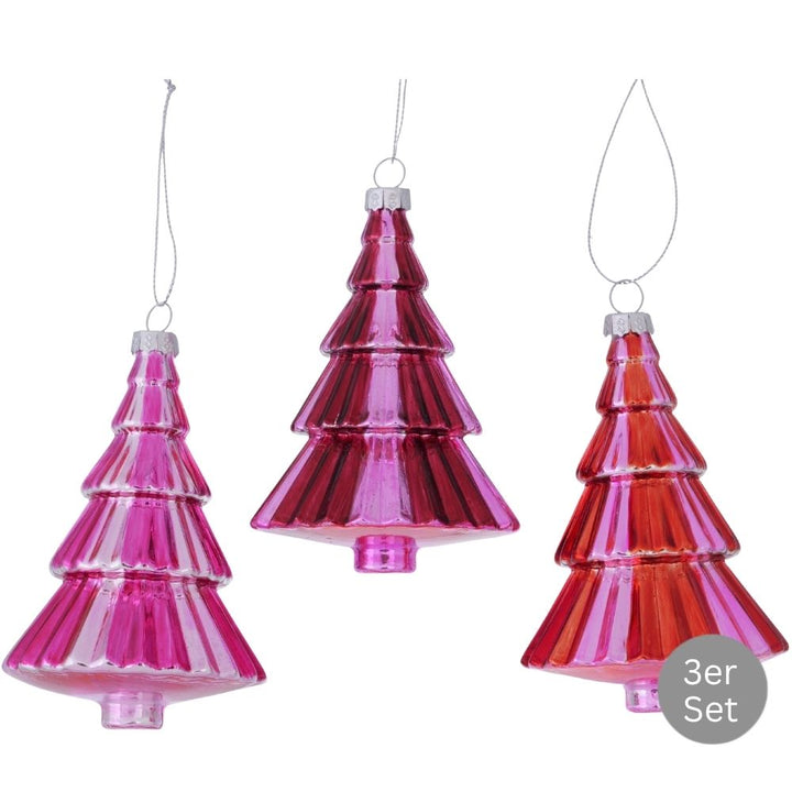 Dekohänger Tannenbaum 3er-Set pink