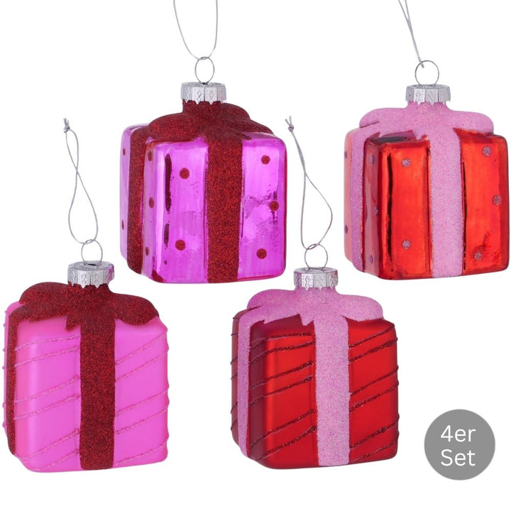 Dekohänger Geschenk 4er-Set pink-rot