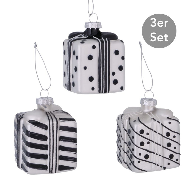 Dekohänger Geschenk 3er-Set schwarz-weiß