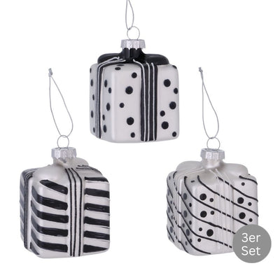 Dekohänger Geschenk 3er-Set schwarz-weiß