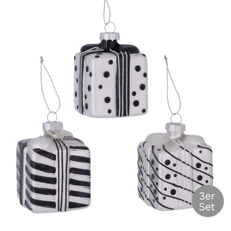 Dekohänger Geschenk 3er-Set schwarz-weiß