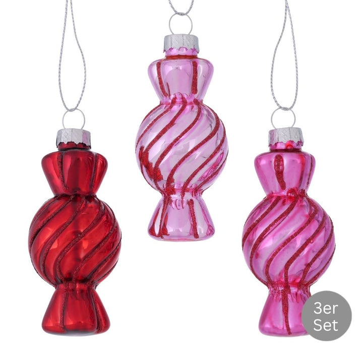 Dekohänger Bonbon 3er-Set pink-rot