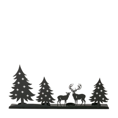 Teelichthalter Weihnachtswald schwarz