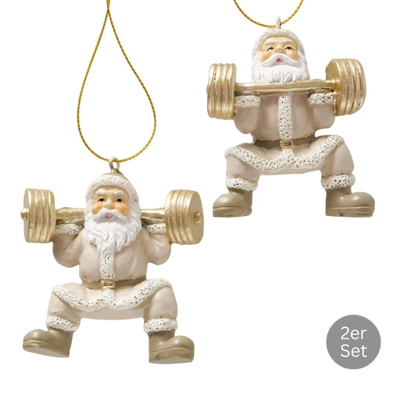 Dekohänger Weihnachtsmann 2er-Set beige