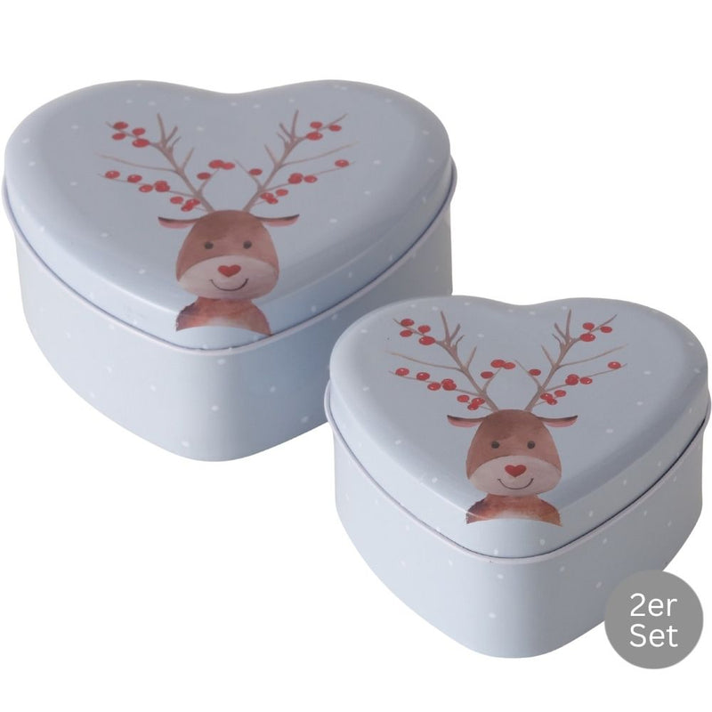 Herzdose Rudolf 2er-Set hellblau