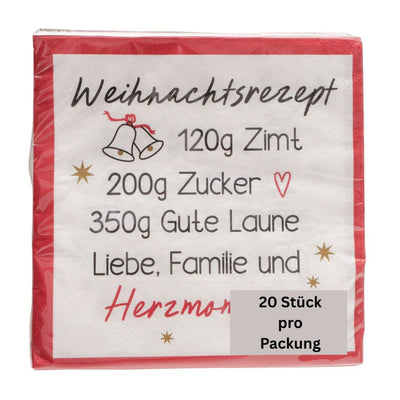 Papierservietten Weihnachtsrezept rot
