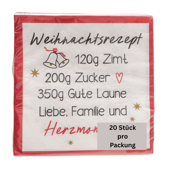 Papierservietten Weihnachtsrezept rot