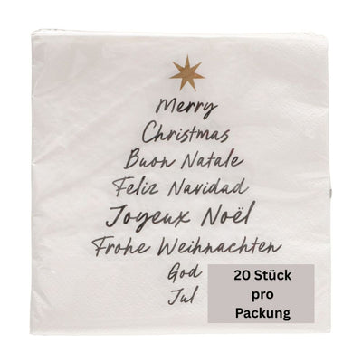 Papierservietten Merry Christmas weiß-schwarz