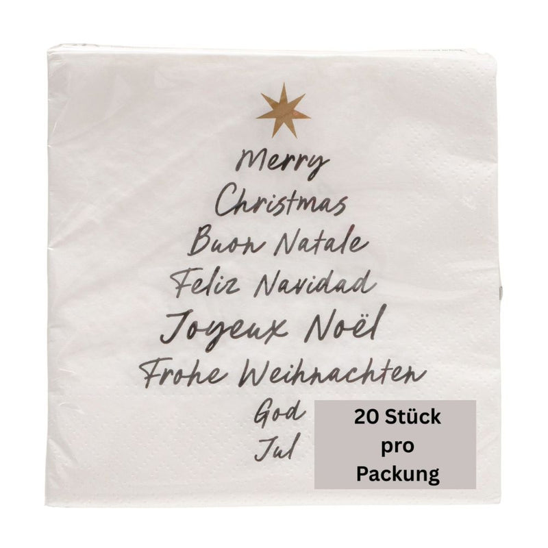 Papierservietten Merry Christmas weiß-schwarz
