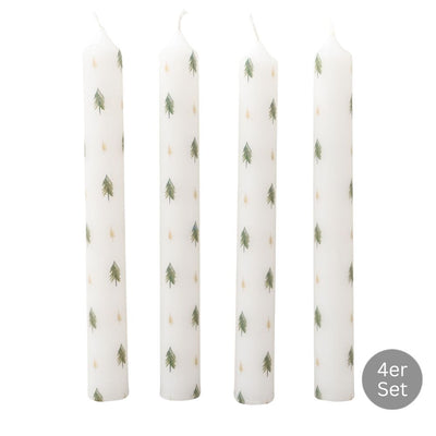 Stabkerze Tannenbaum & Sterne 4er-Set weiß
