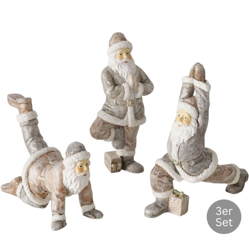 Dekofigur Weihnachtsmann Yoga 3er-Set