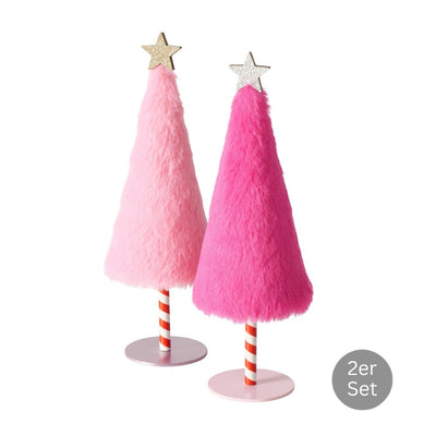 Dekoaufsteller Tanne 2er-Set rosa-pink