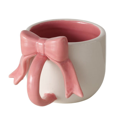 Tasse Schleife rosa-weiß