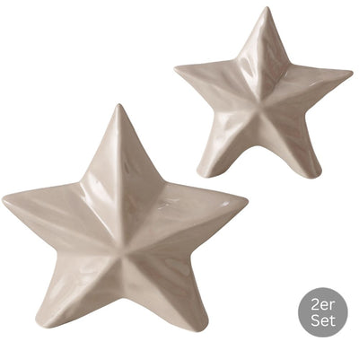 Dekoaufsteller Stern 2er-Set beige