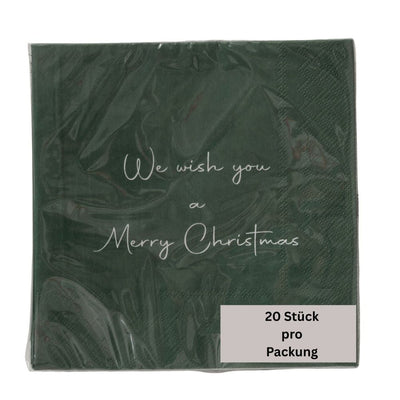 Papierservietten We wish you a Merry Christmas grün