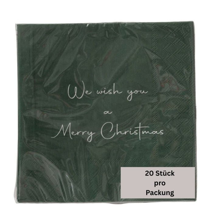 Papierservietten We wish you a Merry Christmas grün