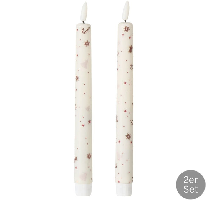 LED Stabkerze Ornamente 2er-Set weiß