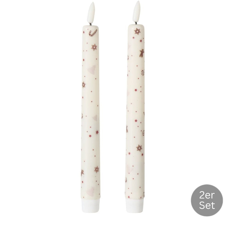 LED Stabkerze Ornamente 2er-Set weiß
