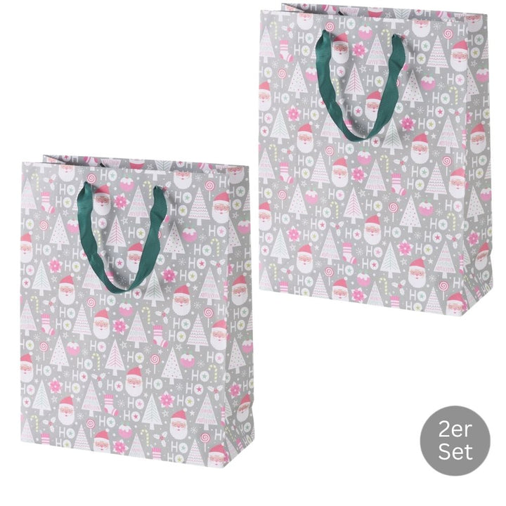 Geschenktüte Ornamente 2er-Set grau groß