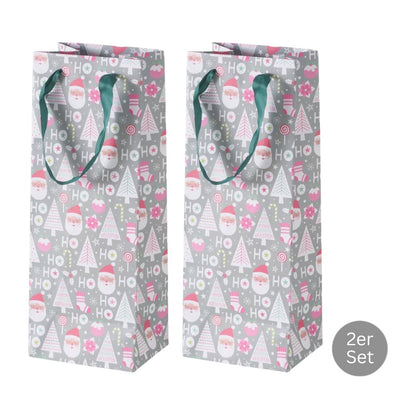 Geschenktüte Ornamente 2er-Set grau hoch