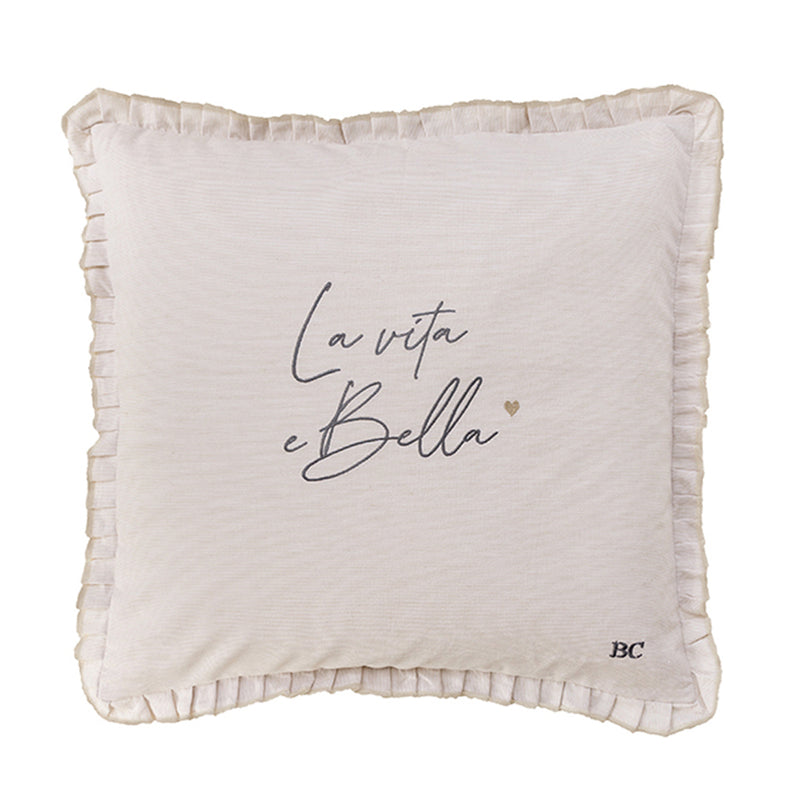 Bastion Collections Kissen La vita e Bella 50 x 50 cm Naturfarben