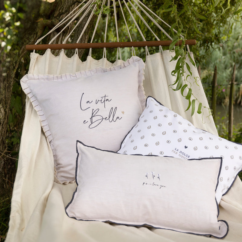 Bastion Collections Kissen La vita e Bella 50 x 50 cm Naturfarben