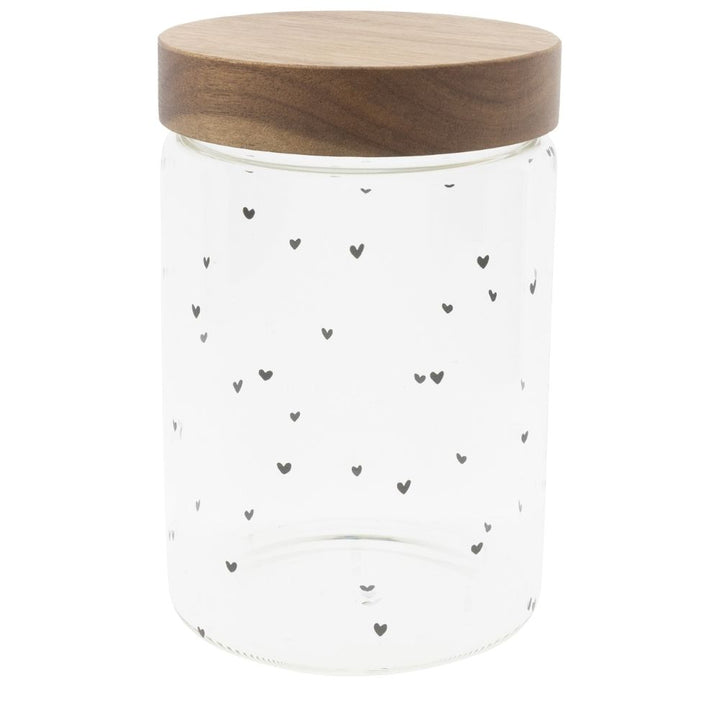 Bastion Collections Vorratsdose mit Holzdeckel Hearts schwarz groß