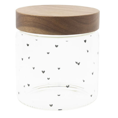 Bastion Collections Vorratsdose mit Holzdeckel Hearts schwarz klein