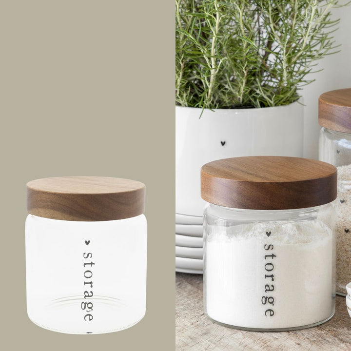 Bastion Collections Vorratsdose mit Holzdeckel Storage schwarz klein