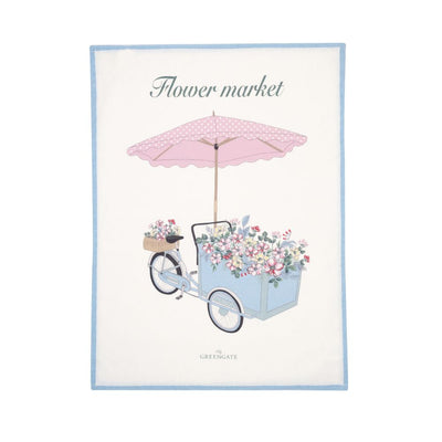 Greengate Geschirrtuch piece printed Portia flowers weiß