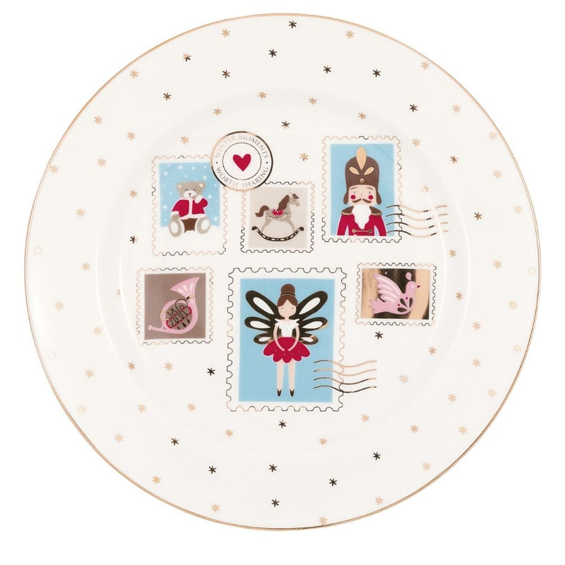 Greengate Frühstücksteller Xmas letter weiß