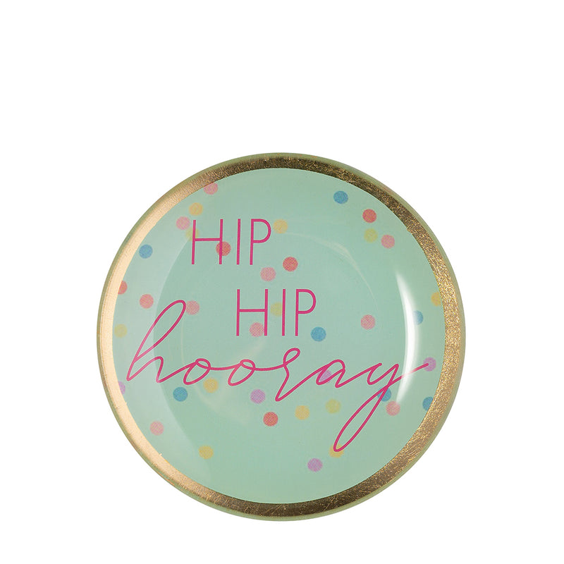 Glasteller Hip Hip hooray Mint Klein