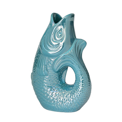 Vase Monsieur Claude Meerblau schimmernd Mittel