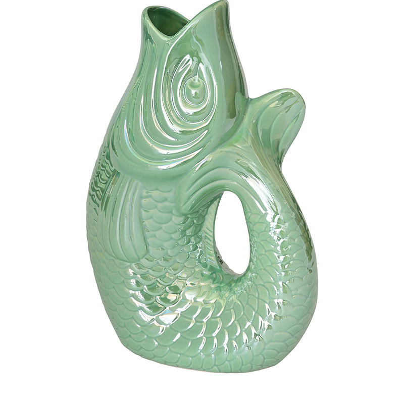 Vase Monsieur Claude Grün schimmernd Groß