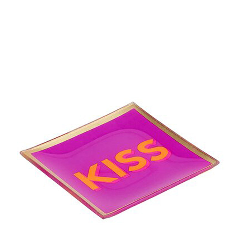 Glasteller Kiss pinkfarben klein