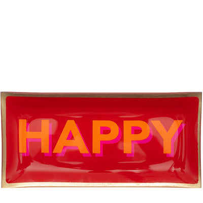Glasteller Happy Rot Groß